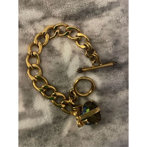 Juicy couture Iridescent heart gem nIB vintage og thick curb chain bracelet - Picture 2 of 8